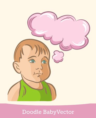 doodle baby dream isolated on white background. Vectorのイラスト素材