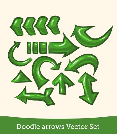  doodle arrow set isolated on white background. Vector EPS10のイラスト素材