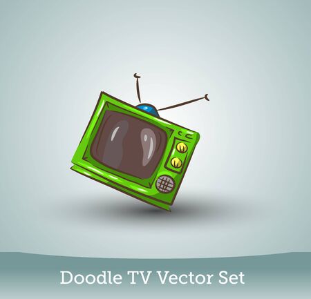 Doodle TV isolated on white background. Vectorのイラスト素材