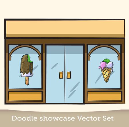 Doodle showcase ice-creaam vector setのイラスト素材
