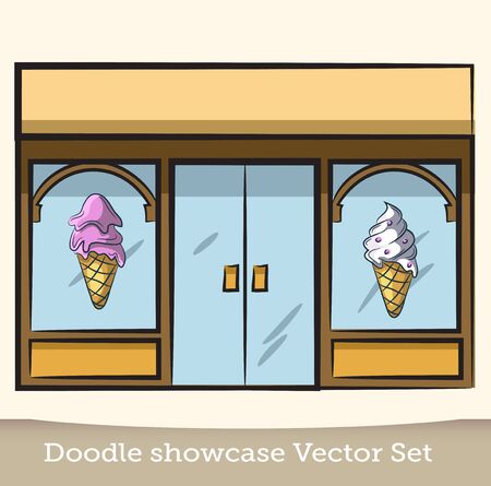 Doodle showcase ice-creaam vector setのイラスト素材
