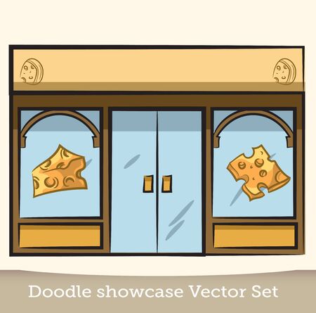 Doodle cheese showcase vector setのイラスト素材