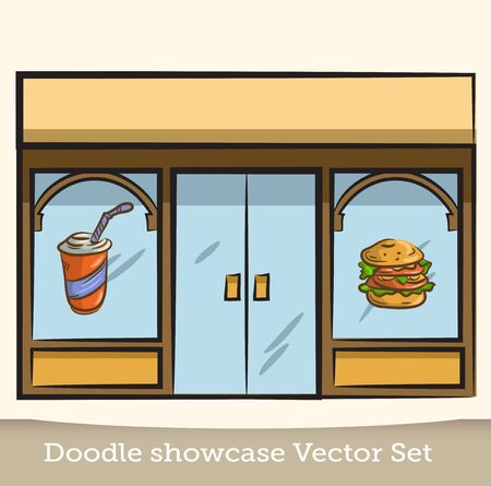 Doodle showcase fast food vector setのイラスト素材