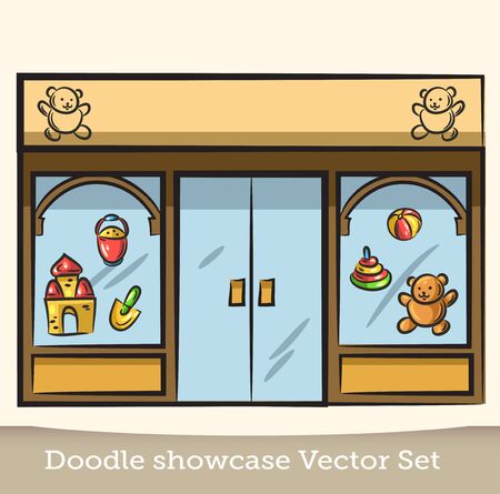 Doodle showcase toy vector setのイラスト素材