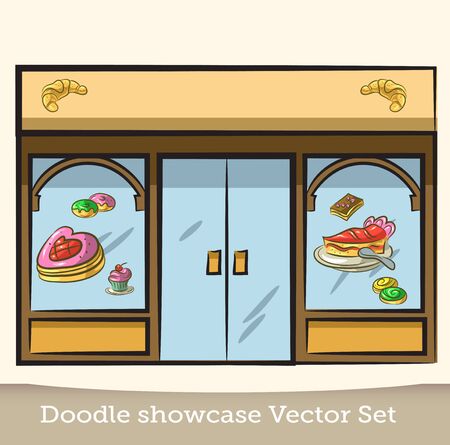 Doodle showcase confectionery vector setのイラスト素材