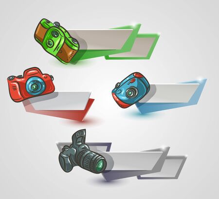 camera banners set on white backgroundのイラスト素材