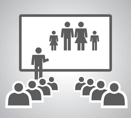 Presenting Mini Family on white background . vector eps10のイラスト素材