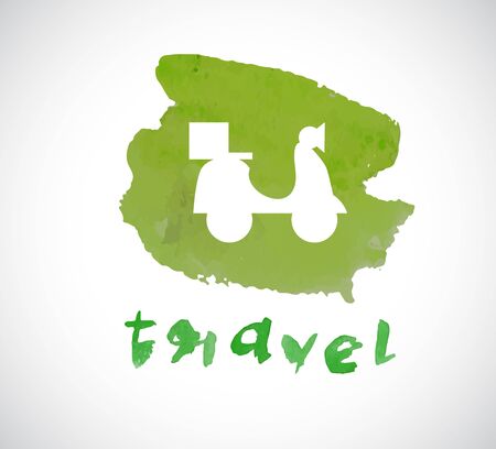 Watercolor style design with travel icon on white background on white background . Vector illustration EPS10.のイラスト素材