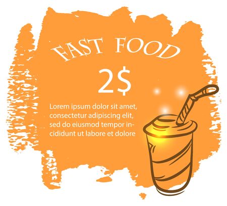 Vintage soda advert. A vintage soda commercial poster featuring a old glass soda bottle filled with cola, condensation runs down the side of the glass among other details.のイラスト素材