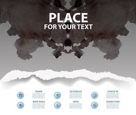 Vector Poster Templates with Watercolor Paint Splash. Abstract Aquarelle Background for Business Flyers, Posters and Placards.Flat Style Web and Infographic Icons.Torn paperのイラスト素材