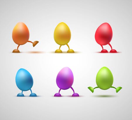 Happy Easter Greeting Card with Funny egg with legs vector illustrationのイラスト素材