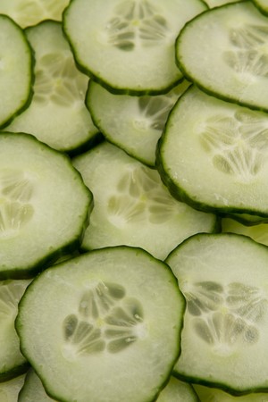 sliced cucumberの写真素材