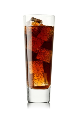 Glass with cola isolated on whiteの写真素材