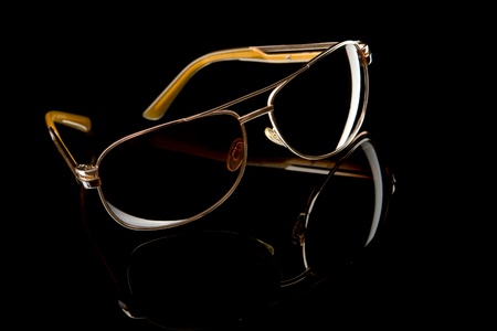Sunglasses on black backgroundの写真素材