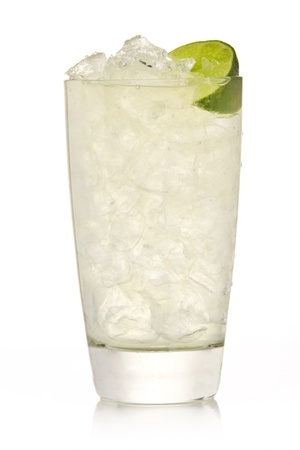 Cocktail with lime and Ice isolation on a whiteの写真素材