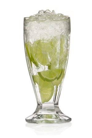 Cocktail with lime and Ice isolation on a whiteの写真素材