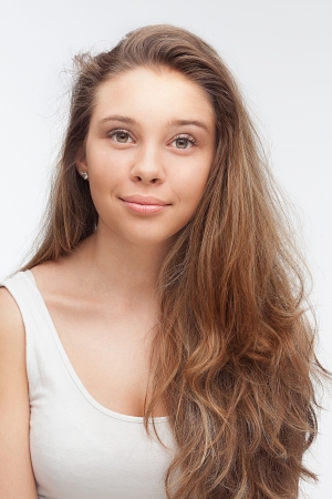 bright closeup portrait picture of beautiful womanの写真素材