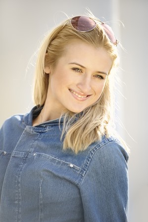 Portrait of beautiful blond girlの写真素材