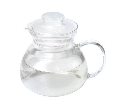 Decanter with water isolated over whiteの写真素材