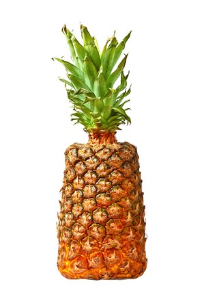 Square pineapple isolated on white backgroundの写真素材