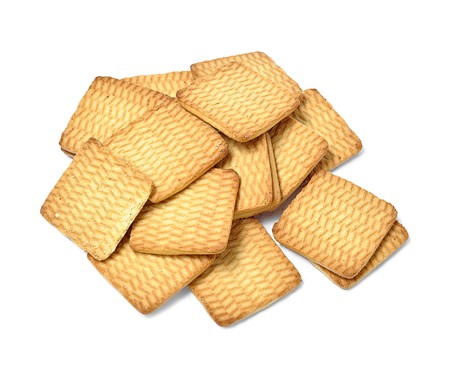 Square cookies isolated over whiteの写真素材