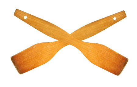 Two wooden turners isolated over whiteの写真素材