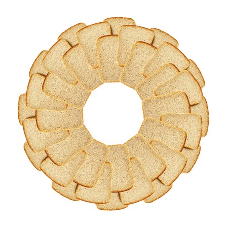 Slices of dark bread isolated over white backgroundの写真素材