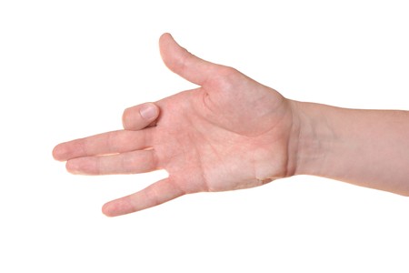 Hand gesture isolated on white backgroundの写真素材