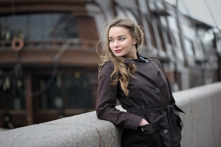 Portrait of russian woman outdoorsの写真素材