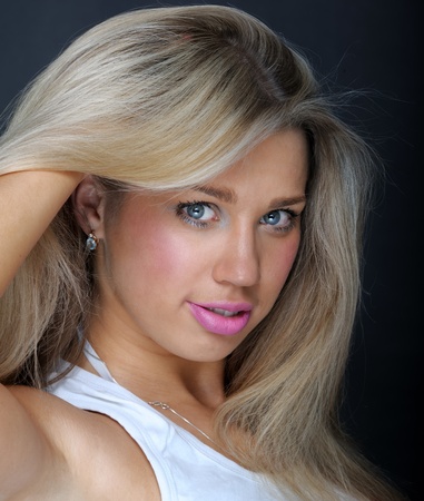 Blonde woman with beautiful long hairの写真素材