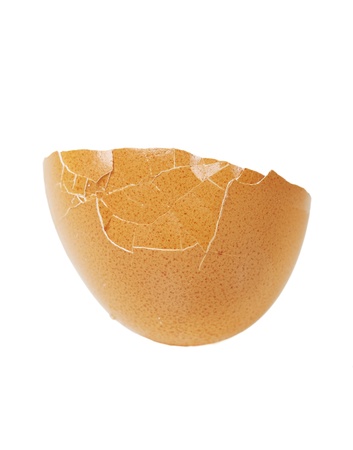 Egg shell isolated on white backgroundの写真素材