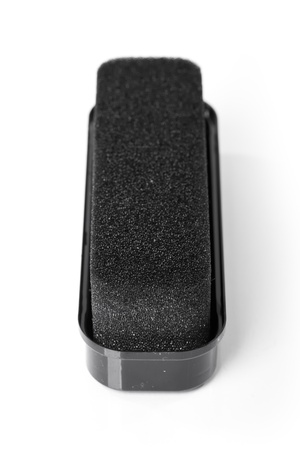 Shoe shine sponge isolated on white backgroundの写真素材