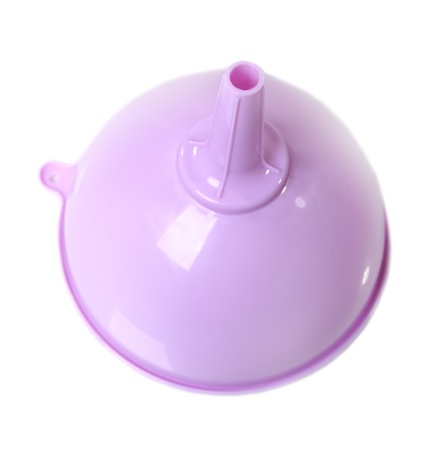 Plastic funnel isolated on white backgroundの写真素材