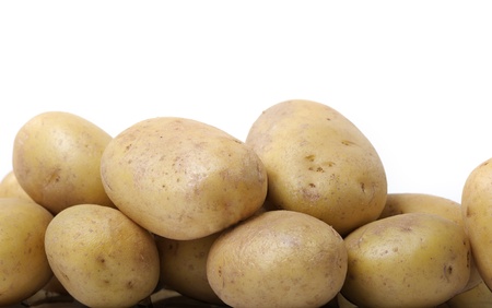 Potatoes isolated on white backgroundの写真素材