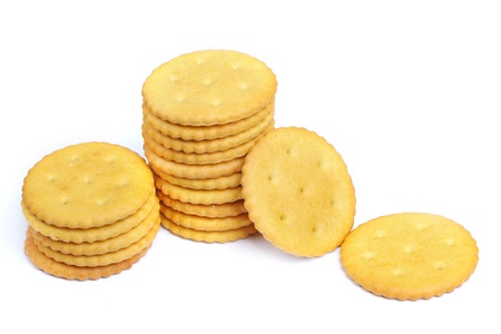 Cracker cookies isolated on white backgroundの写真素材