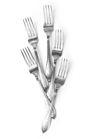 Forks isolated on white backgroundの写真素材