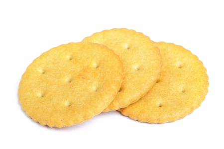Cracker cookies isolated on white backgroundの写真素材