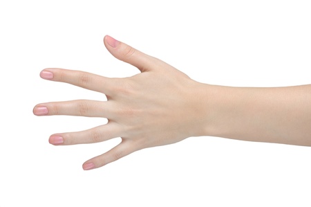 Woman hand isolated on white backgroundの写真素材