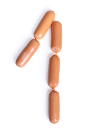 Sausages number isolated on white backgroundの写真素材
