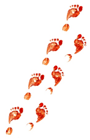 Spooky foot prints isolated on whiteの写真素材