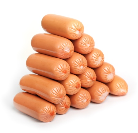Sausages isolated on a white backgroundの写真素材