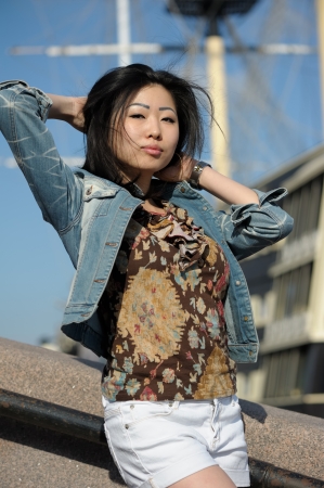 Asian woman outdoorsの写真素材