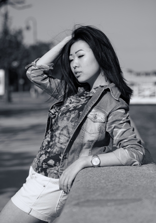 Asian woman outdoorsの写真素材