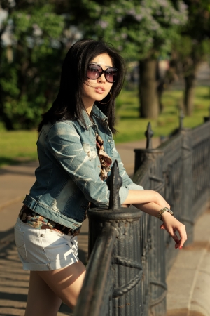 Asian woman outdoorsの写真素材