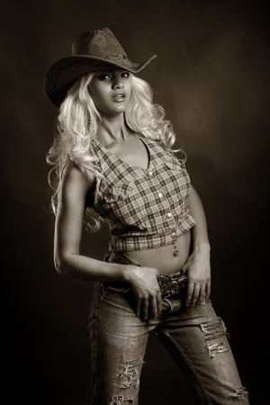 Young lady in a cowboy hatの写真素材