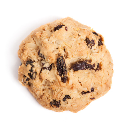 Cookies with raisins isolated on white backgroundの写真素材