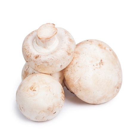 Champignon mushrooms isolated on white backgroundの写真素材