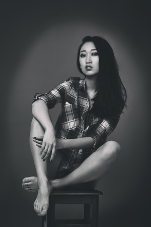 Sexy asian woman in shirtの写真素材