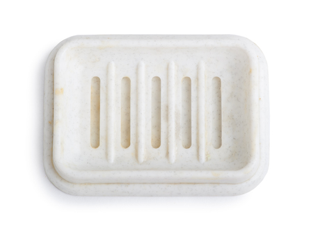 Empty soap dish isolated on white backgroundの写真素材