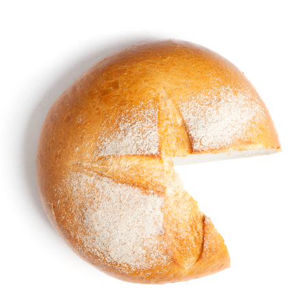 Bread without slice isolated on white backgroundの写真素材